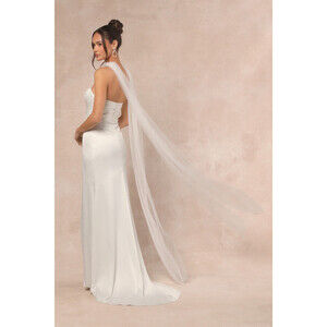 Lulus Cascading Romance White Tulle Veil Scarf